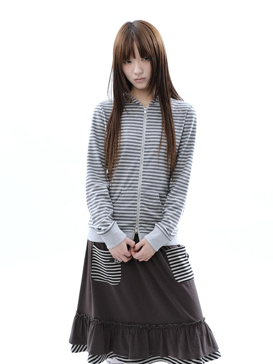 ang project Vintage Ribbed Striped Straight Fit Women&