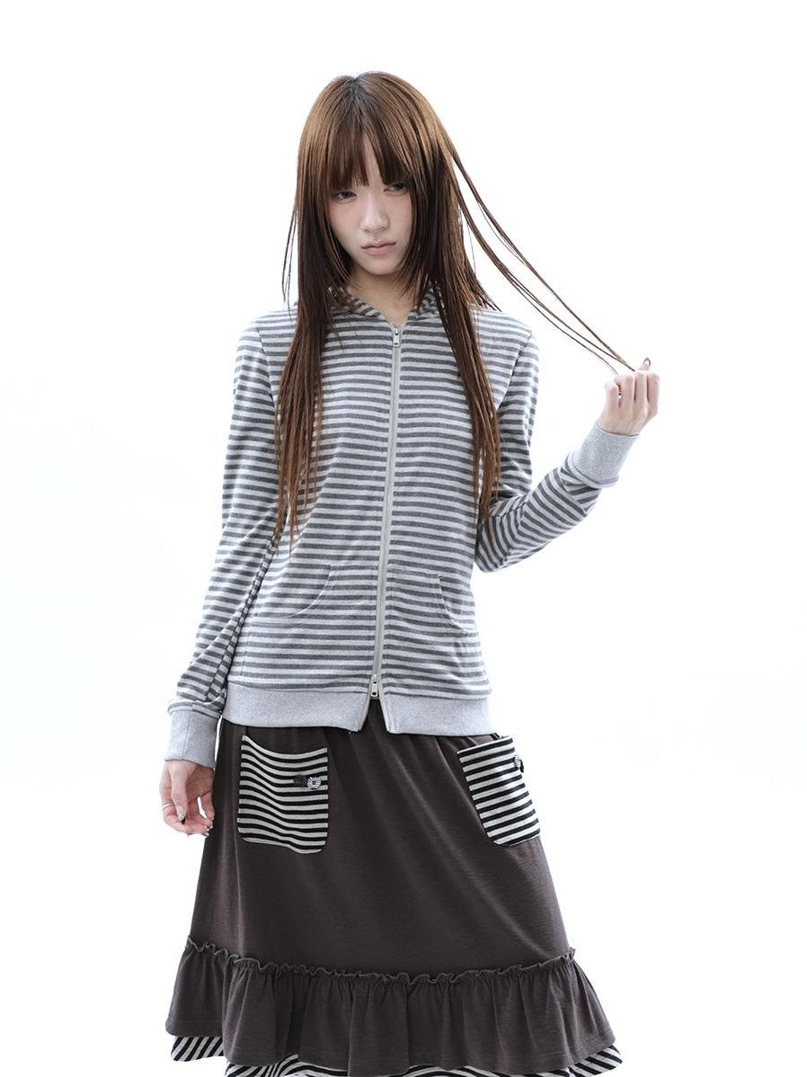 ang project Vintage Ribbed Striped Straight Fit Women&