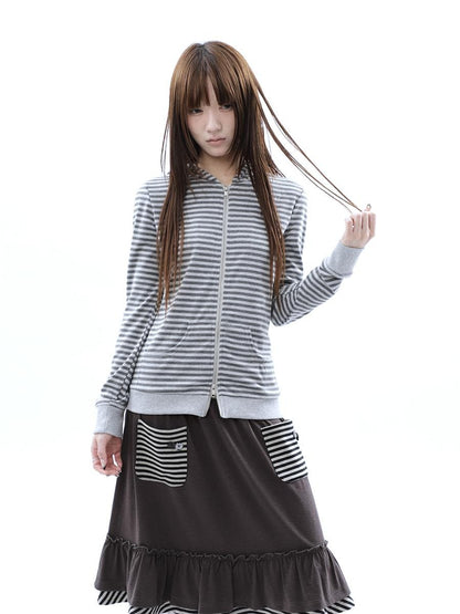 ang project Vintage Ribbed Striped Straight Fit Women&