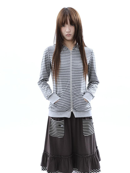 ang project Vintage Ribbed Striped Straight Fit Women&