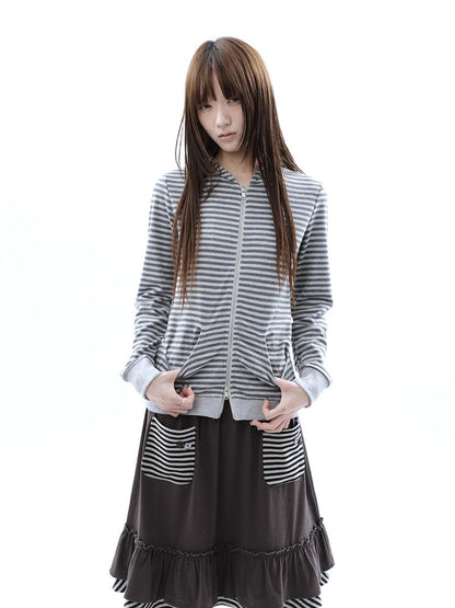 ang project Vintage Ribbed Striped Straight Fit Women&