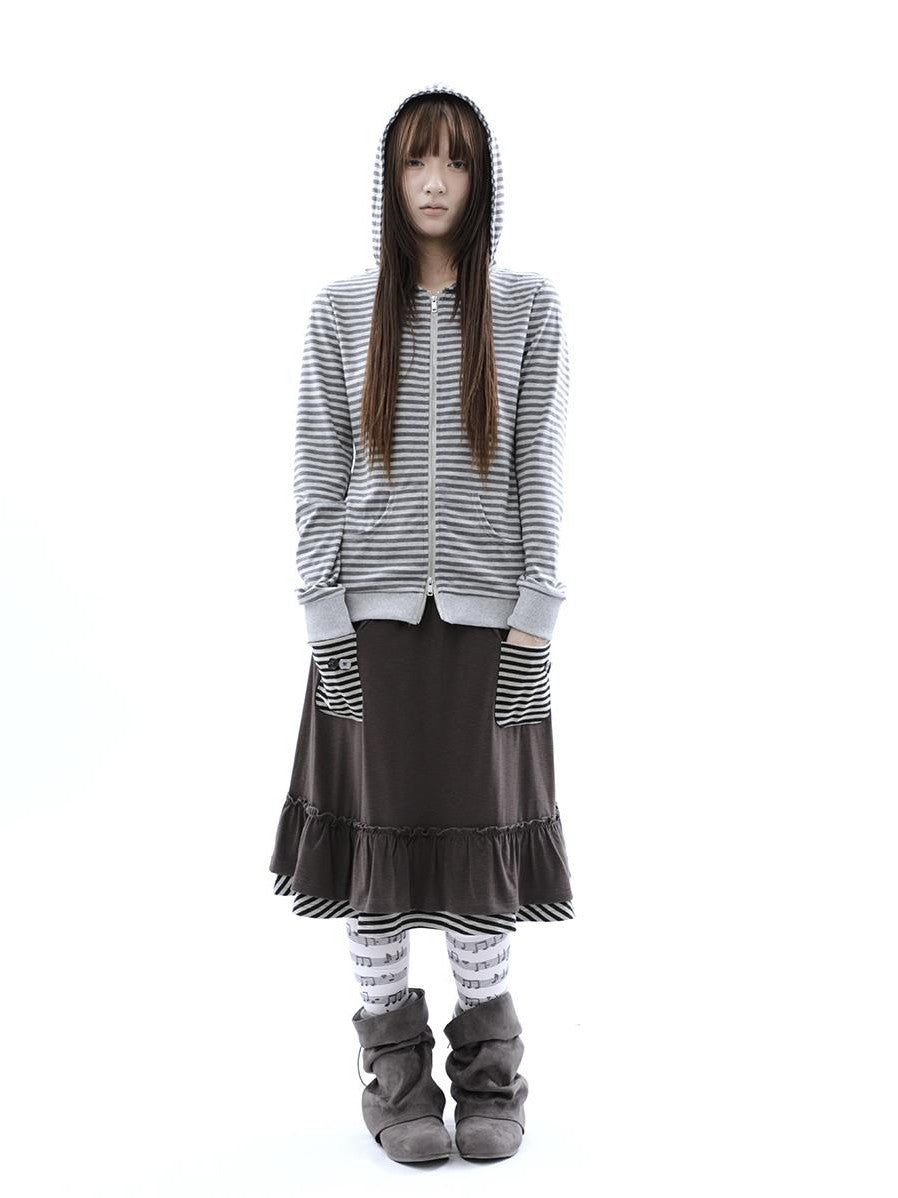 ang project Vintage Ribbed Striped Straight Fit Women&
