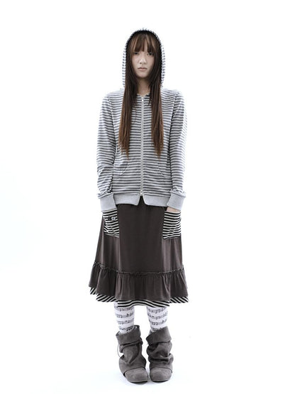 ang project Vintage Ribbed Striped Straight Fit Women&