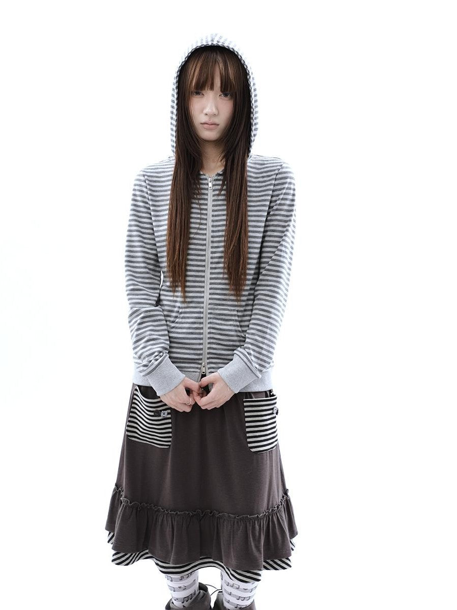 ang project Vintage Ribbed Striped Straight Fit Women&