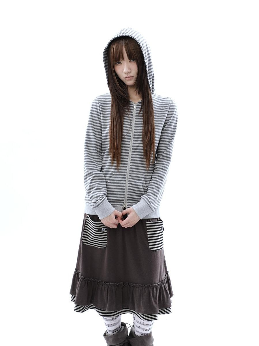 ang project Vintage Ribbed Striped Straight Fit Women&