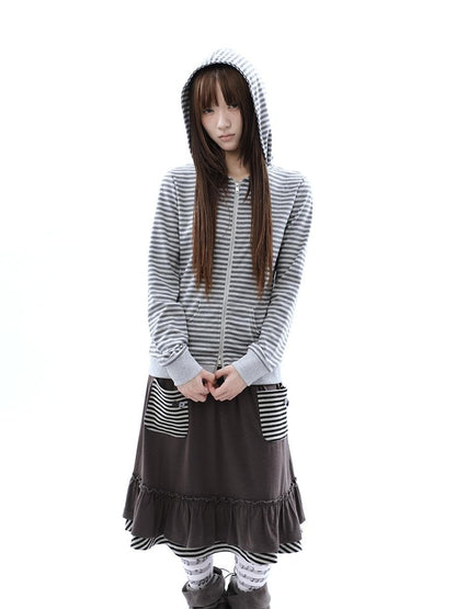 ang project Vintage Ribbed Striped Straight Fit Women&