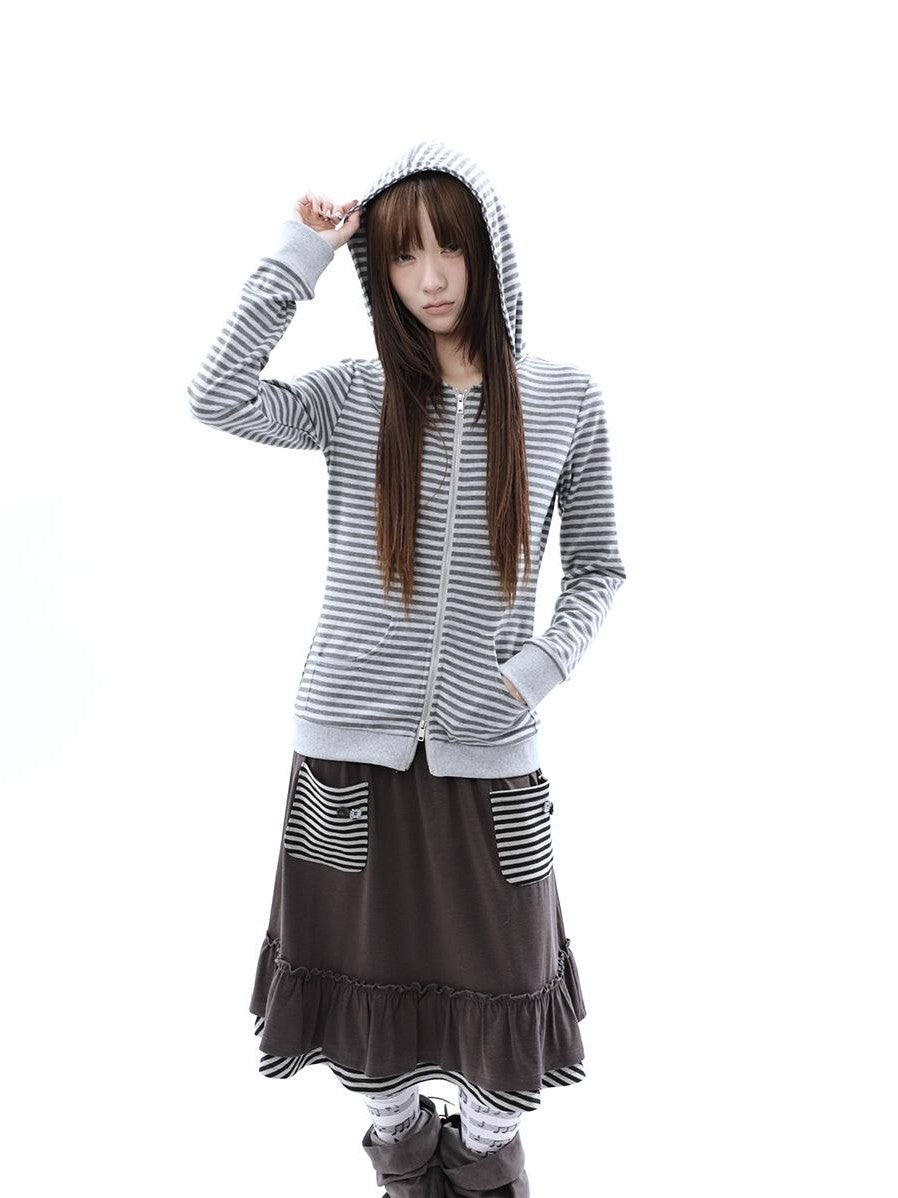 ang project Vintage Ribbed Striped Straight Fit Women&
