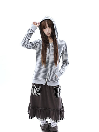 ang project Vintage Ribbed Striped Straight Fit Women&
