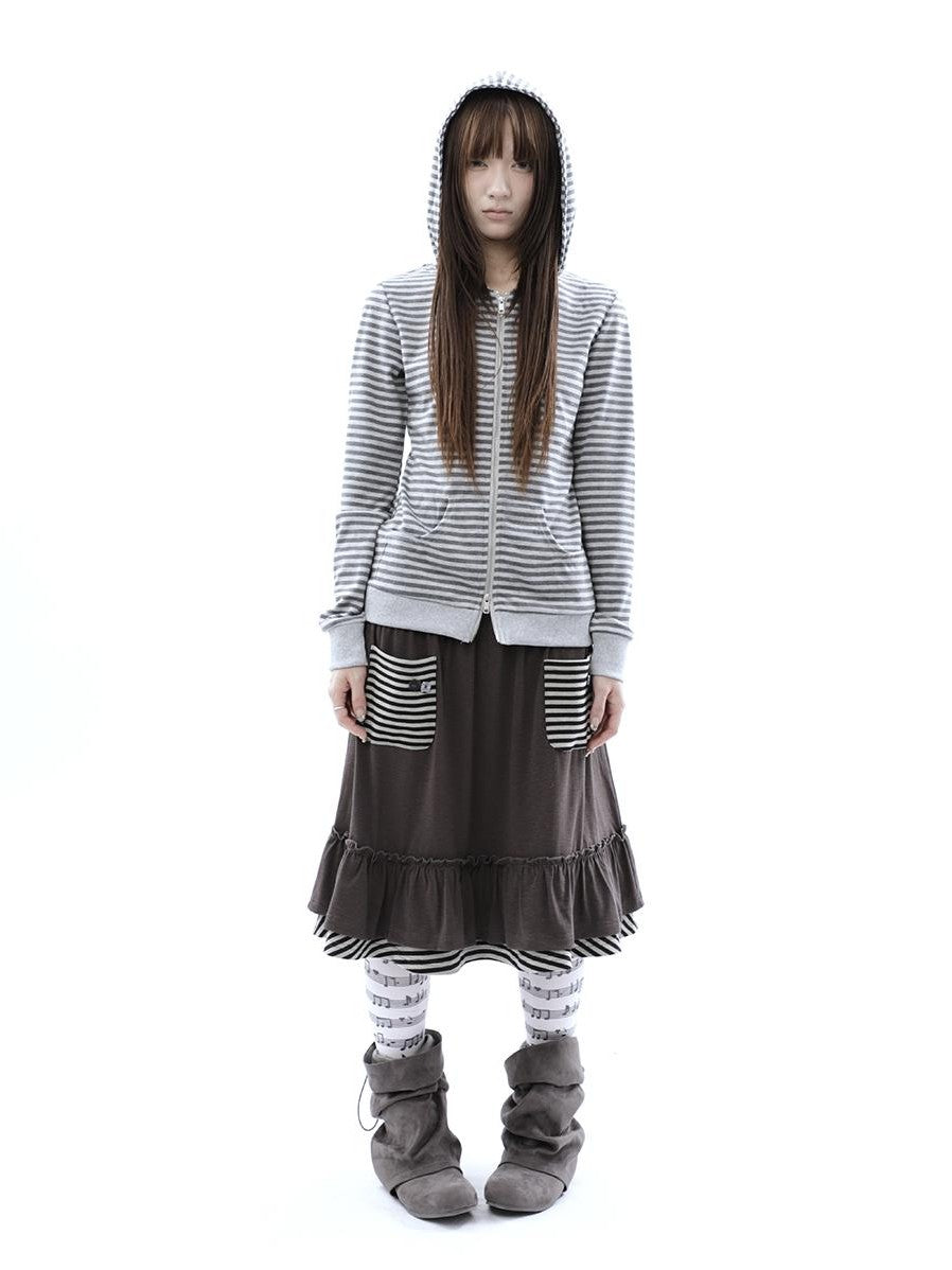 ang project Vintage Ribbed Striped Straight Fit Women&
