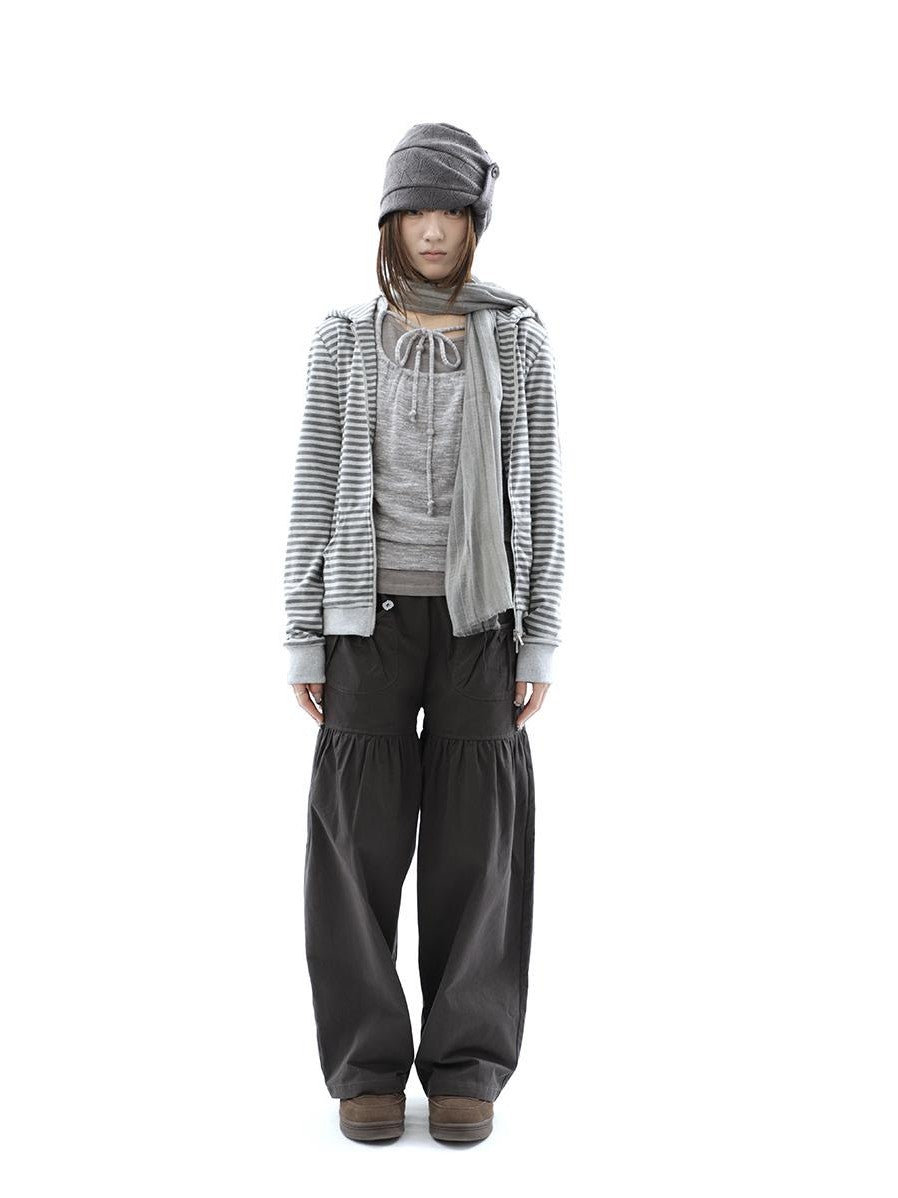 ang project Vintage Ribbed Striped Straight Fit Women&