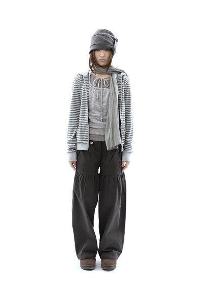 ang project Vintage Ribbed Striped Straight Fit Women&