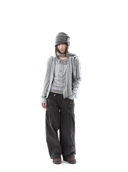 ang project Vintage Ribbed Striped Straight Fit Women&