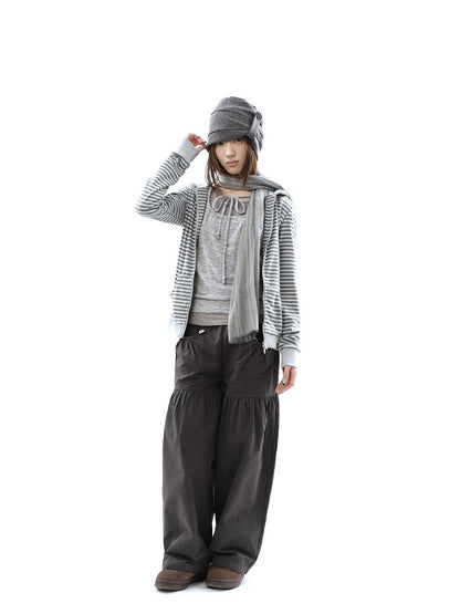 ang project Vintage Ribbed Striped Straight Fit Women&