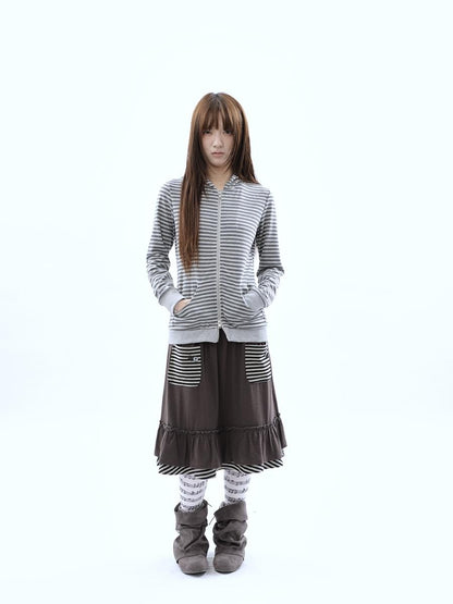 ang project Vintage Ribbed Striped Straight Fit Women&