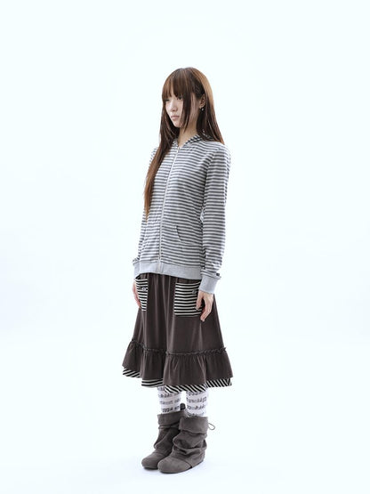 ang project Vintage Ribbed Striped Straight Fit Women&