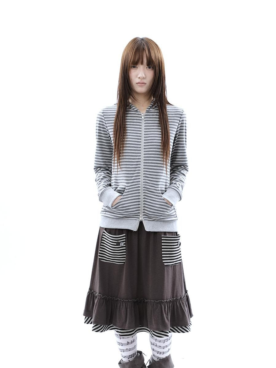 ang project Vintage Ribbed Striped Straight Fit Women&