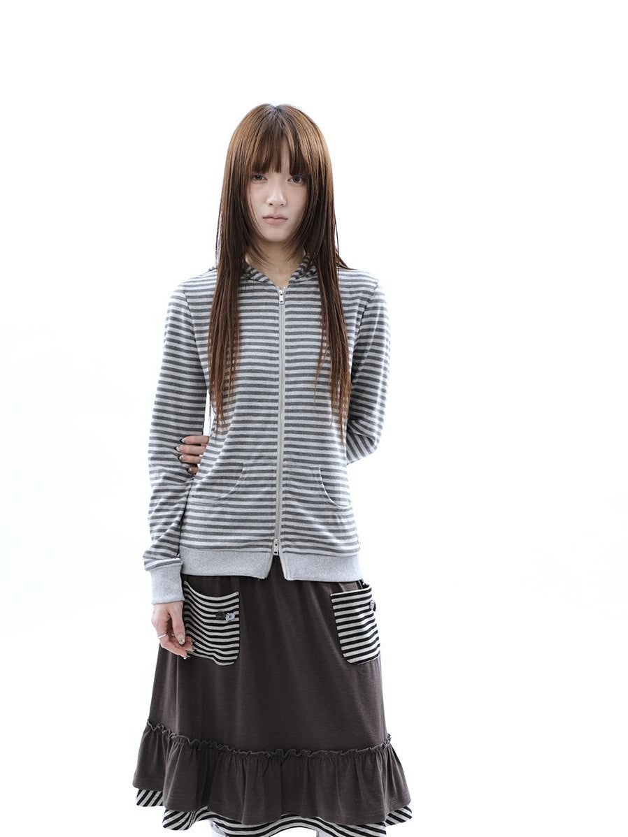 ang project Vintage Ribbed Striped Straight Fit Women&