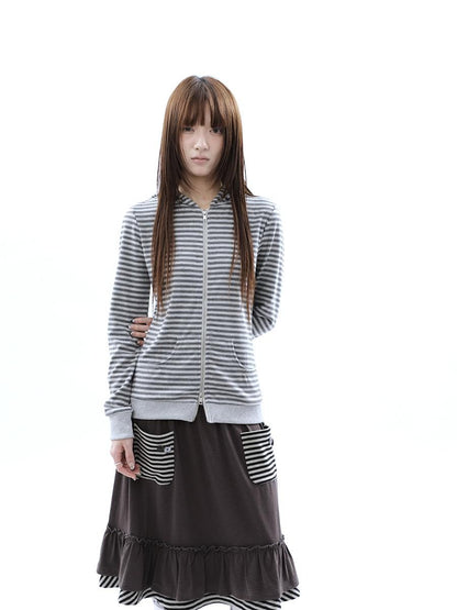 ang project Vintage Ribbed Striped Straight Fit Women&