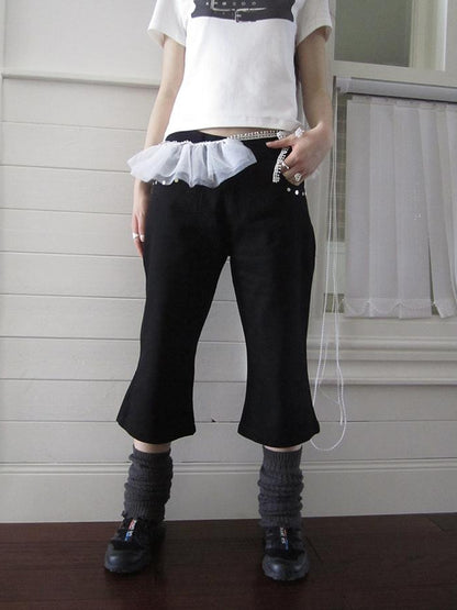 ang project Vintage Rivet Slimming Cropped Flared Pants
