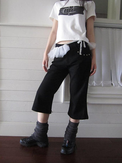 ang project Vintage Rivet Slimming Cropped Flared Pants