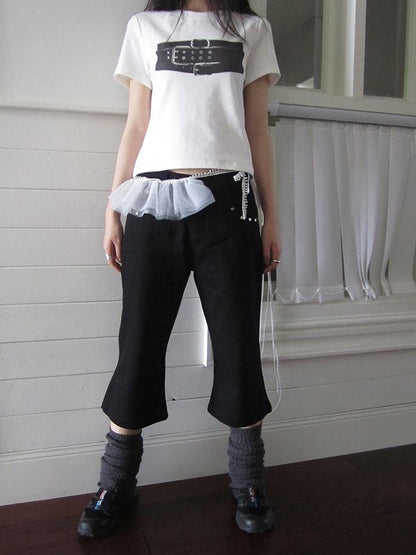 ang project Vintage Rivet Slimming Cropped Flared Pants