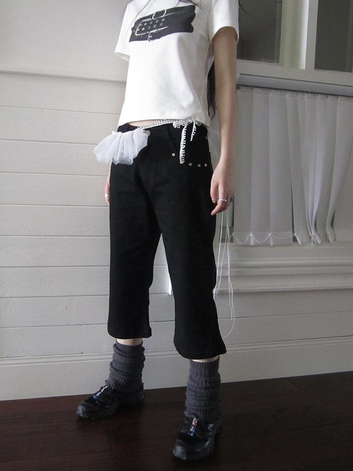 ang project Vintage Rivet Slimming Cropped Flared Pants