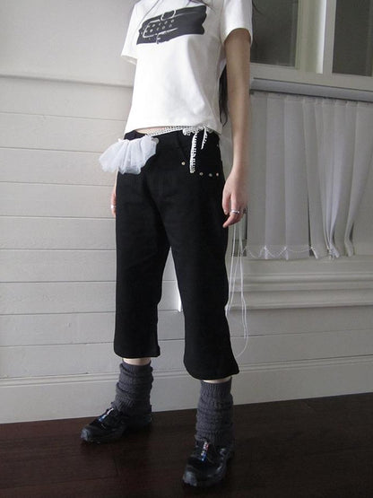 ang project Vintage Rivet Slimming Cropped Flared Pants
