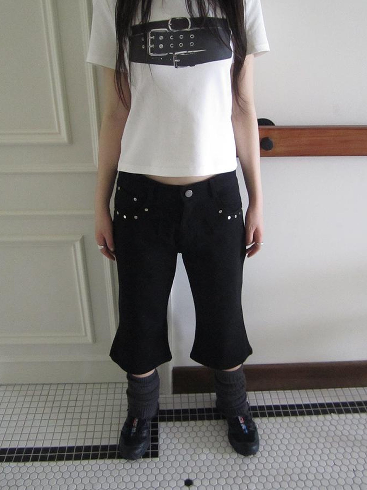 ang project Vintage Rivet Slimming Cropped Flared Pants