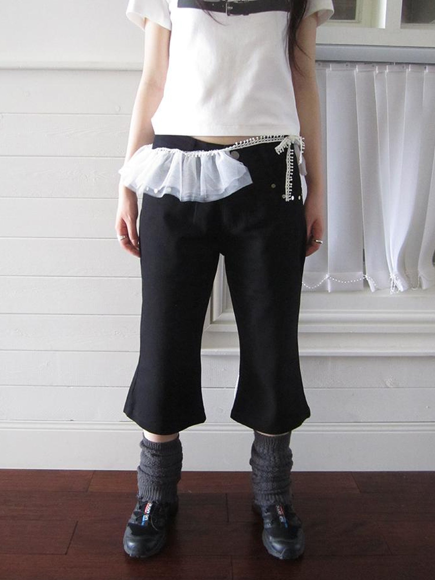 ang project Vintage Rivet Slimming Cropped Flared Pants