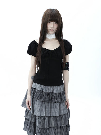 ang_project_Vintage_Ruched_Drawstring_Tie_Panelled_Puff_Women&