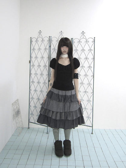 ang project Vintage Ruched Drawstring Tie Panelled Puff Women&