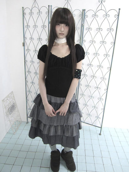 ang project Vintage Ruched Drawstring Tie Panelled Puff Women&