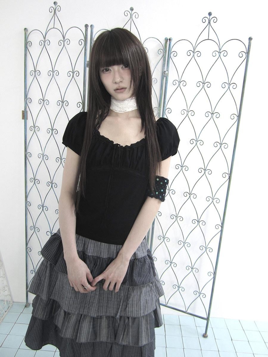 ang project Vintage Ruched Drawstring Tie Panelled Puff Women&