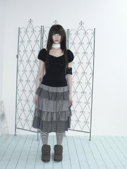 ang project Vintage Ruched Drawstring Tie Panelled Puff Women&