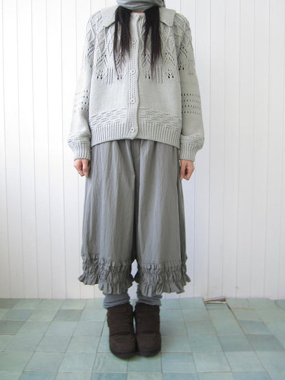 ang project Vintage Ruffle Ruched Elastic Waist Wide Leg Women&