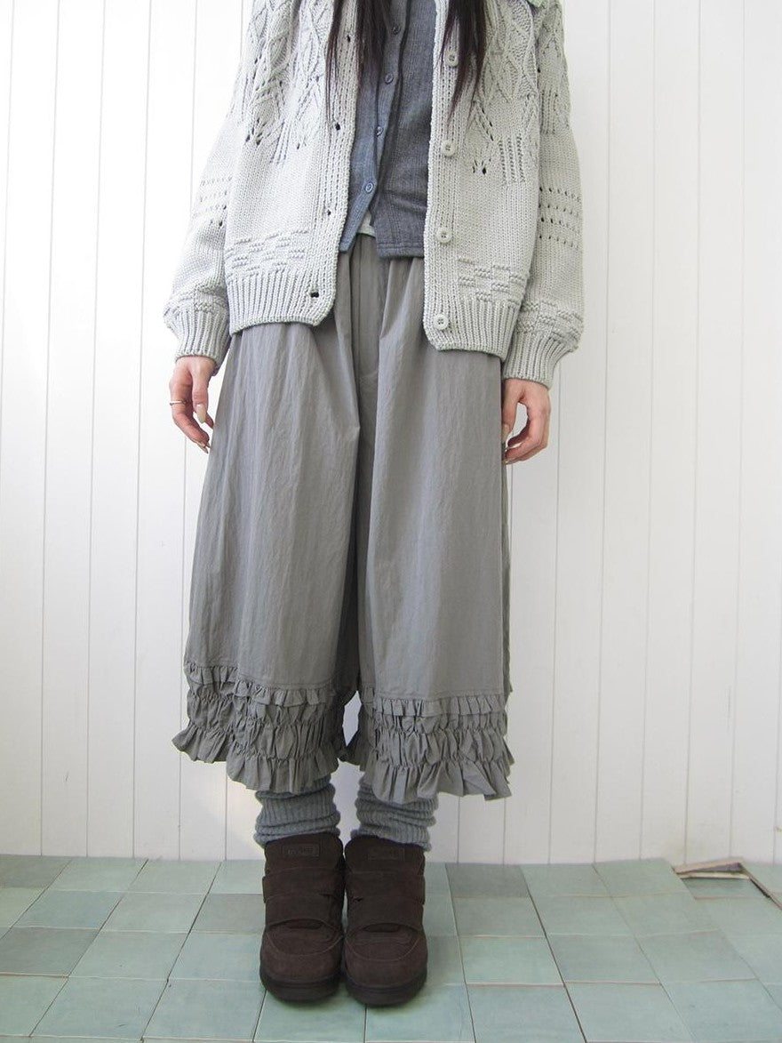 ang project Vintage Ruffle Ruched Elastic Waist Wide Leg Women&