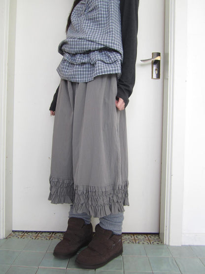 ang project Vintage Ruffle Ruched Elastic Waist Wide Leg Women&