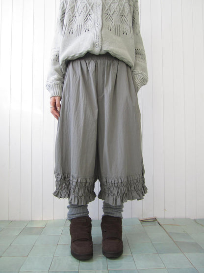 ang project Vintage Ruffle Ruched Elastic Waist Wide Leg Women&
