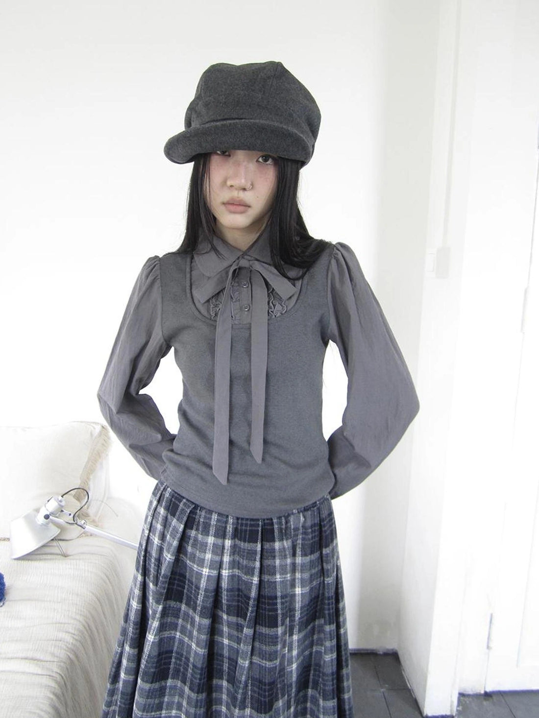 ang project Vintage Ruffled Lace Up Vest Blouse Shirts