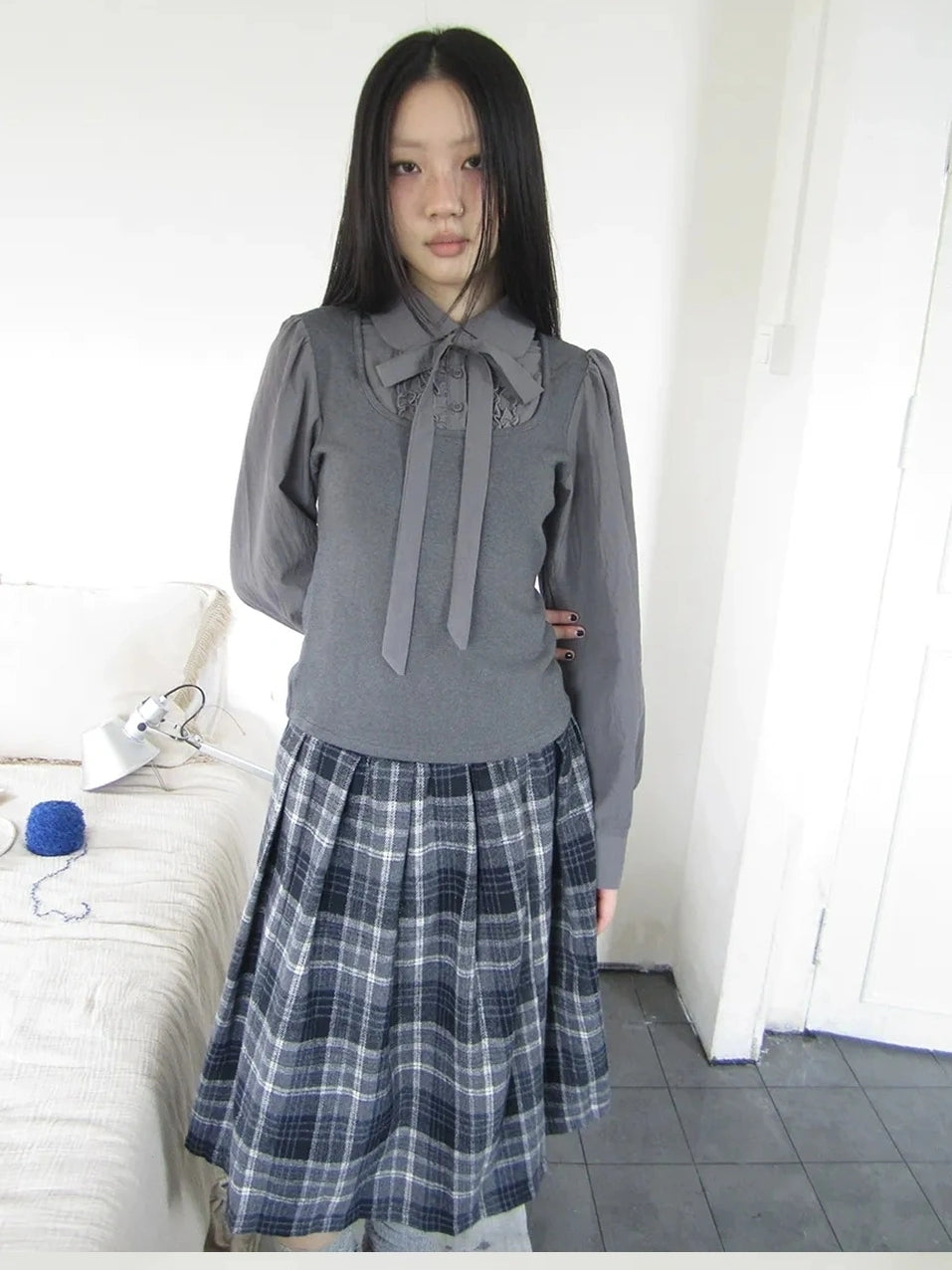 ang project Vintage Ruffled Lace Up Vest Blouse Shirts