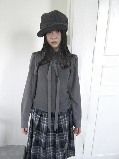 ang project Vintage Ruffled Lace Up Vest Blouse Shirts