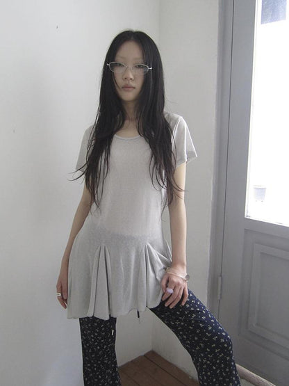 Updateang project Vintage Sheer Floral Hem V Neck T Shirt Long Sleeve