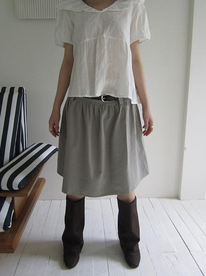 Vintage Solid A Line Skirt with Belt