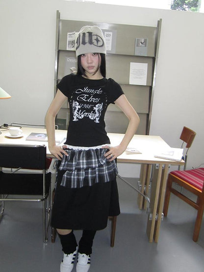 Vintage Solid A Line Skirt with Belt