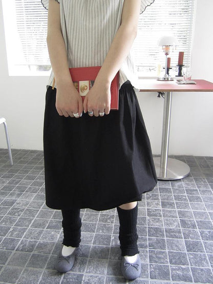 Vintage Solid A Line Skirt with Belt