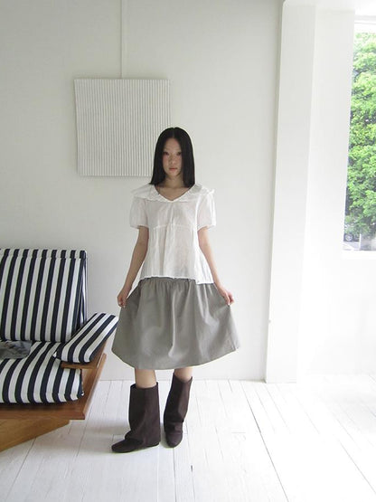 Vintage Solid A Line Skirt with Belt