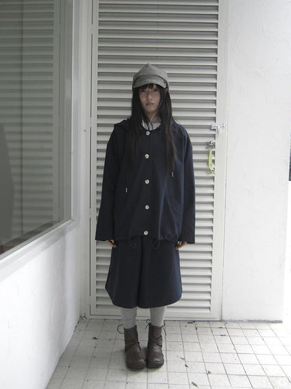ang project Vintage Solid Hooded Button Drawstring Loose Women&