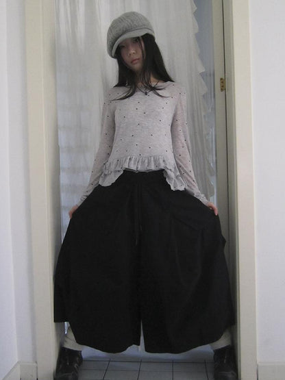 ang project Vintage Solid Multi Pleat Pocket Cargo Pants With Elastic Waist
