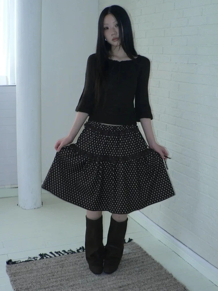 ang project Vintage Square Neckline Slim Fit Knit Sweater Cardigan