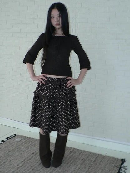 ang project Vintage Square Neckline Slim Fit Knit Sweater Cardigan